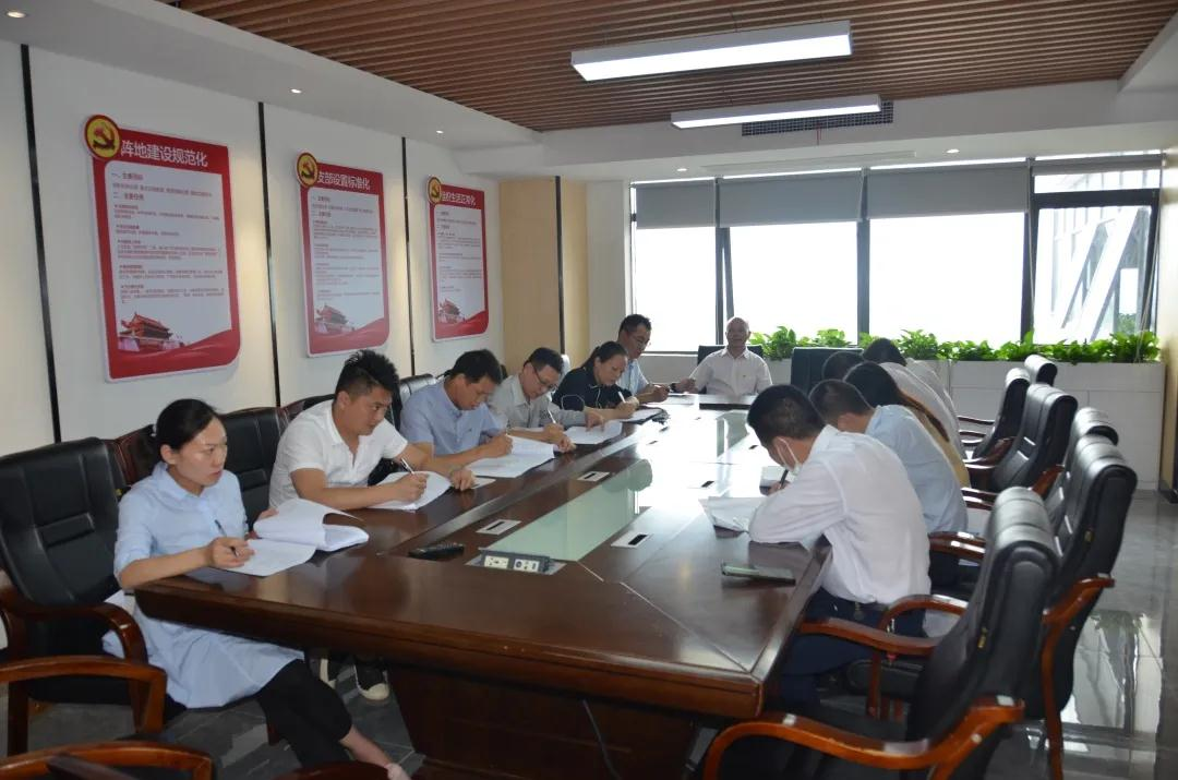 長沙高新區(qū)非公黨建4聯(lián)組及17聯(lián)組發(fā)展黨員 述職評(píng)議會(huì)暨書記講黨課活動(dòng)在九九智能環(huán)保召開
